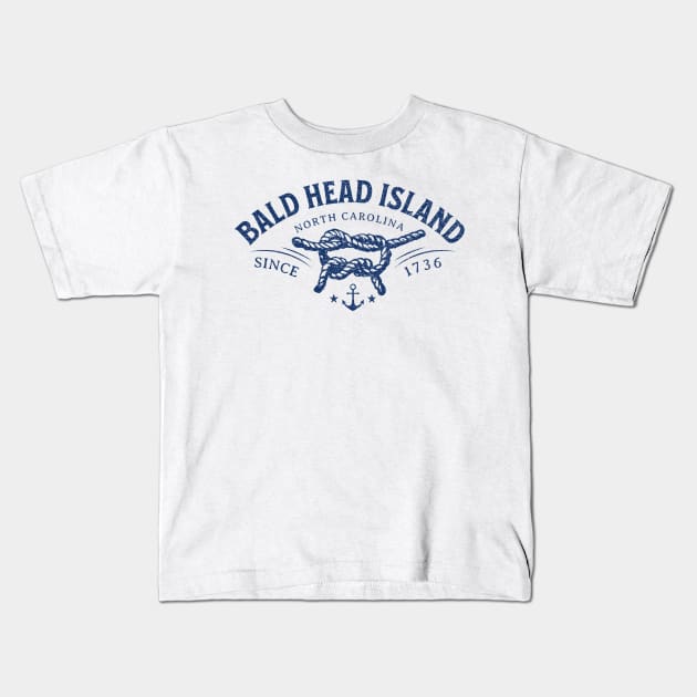 Bald Head Island, NC Beach Knot Summer Vacation Kids T-Shirt by Contentarama